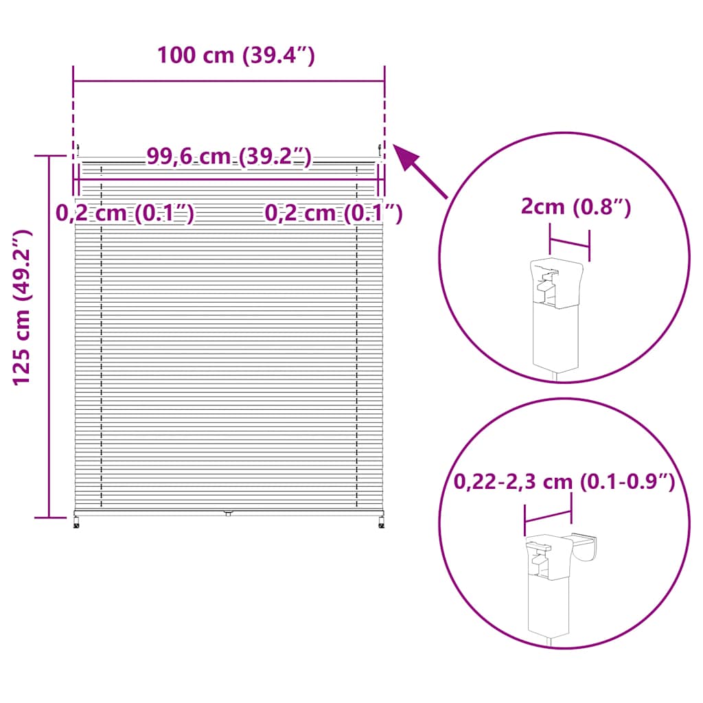 Tenda plissè 100x125cm bianca