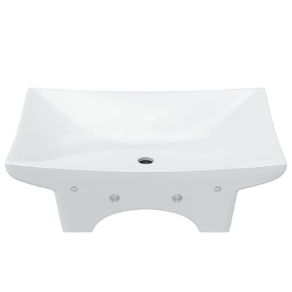 Lavabo Ceramica Lusso Rettangolare Foro di Trabocco e Foro Rubinetto - homemem39