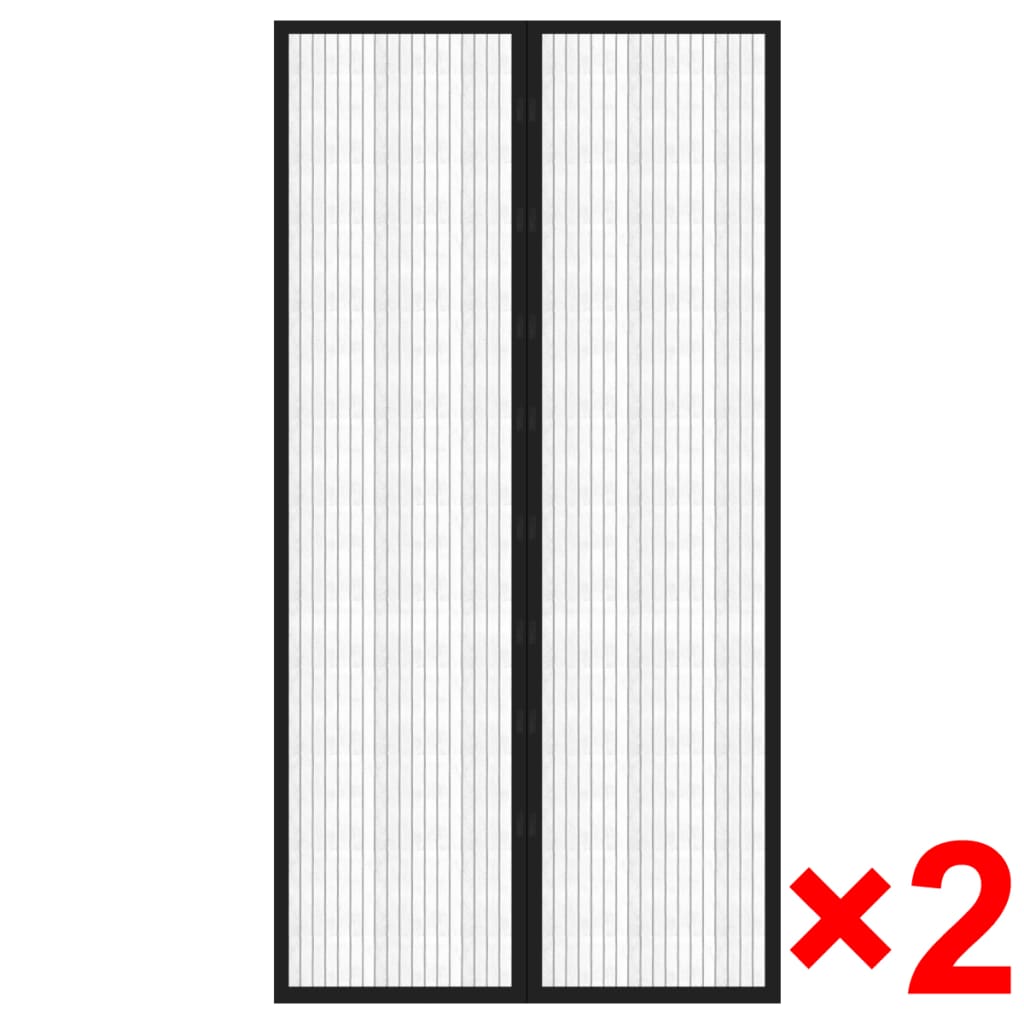 Tende Antimosche per Porta 2 pz 210 x 100 cm 2pz Magneti Nera - homemem39