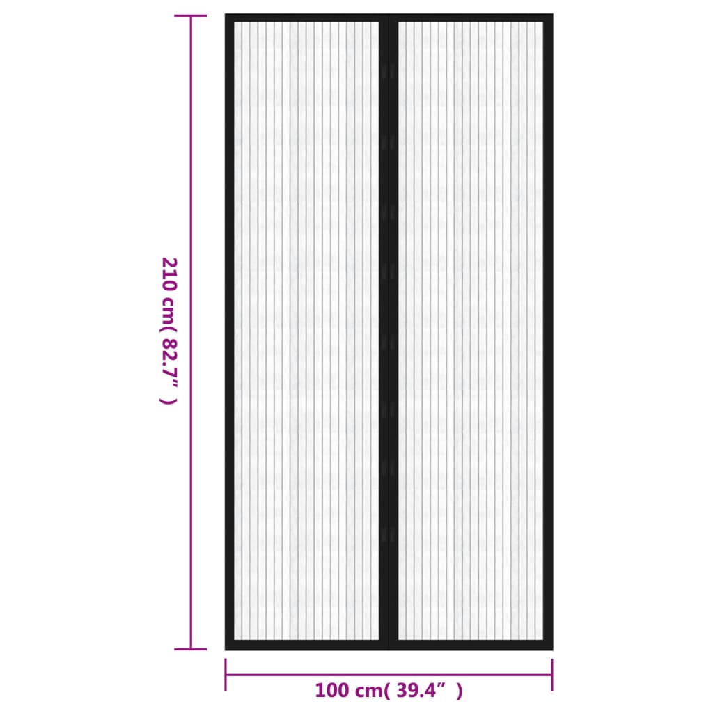 Tende Antimosche per Porta 2 pz 210 x 100 cm 2pz Magneti Nera - homemem39