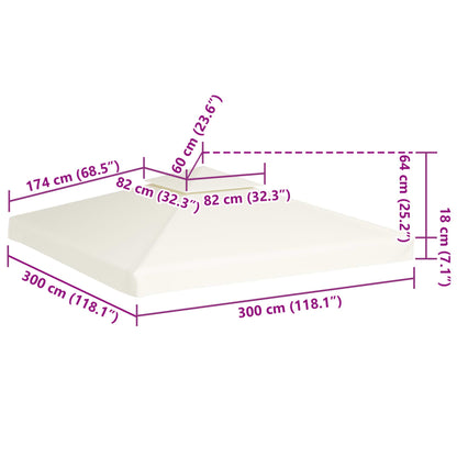 Telo di Ricambio per Gazebo 310g/m² Bianco Crema 3x3m - homemem39