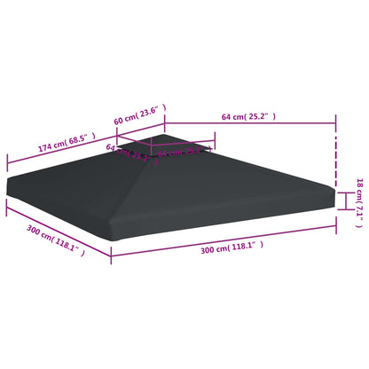 Telo di Ricambio per Gazebo 310g/m² Grigio Scuro 3x3m - homemem39