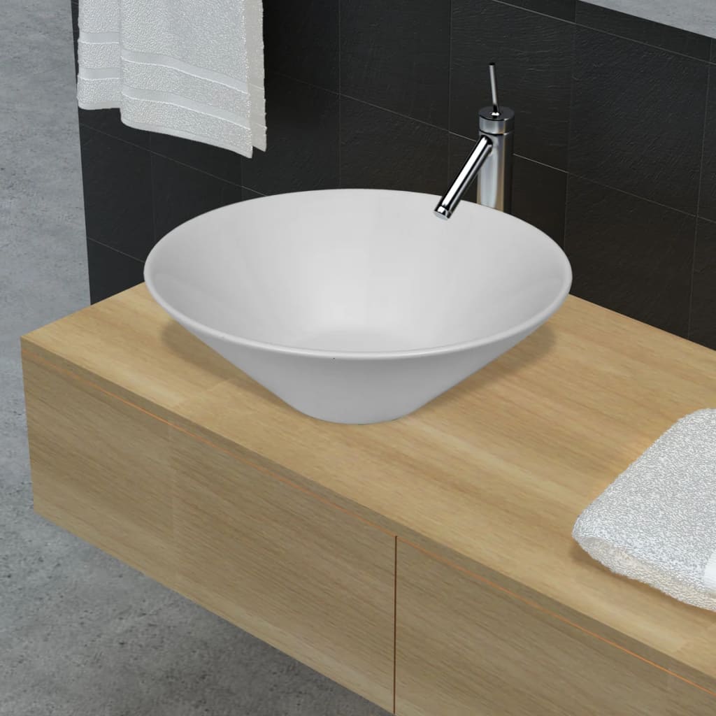 Lavello da Bagno in Ceramica Porcellana Bacino Bianco - homemem39