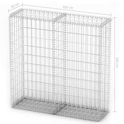 Cesto Gabbione con Coperchio in Filo Zincato 100 x 100 x 30 cm - homemem39