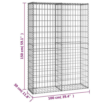 Cesto Gabbione con Coperchio in Filo Zincato 150 x 100 x 30 cm - homemem39