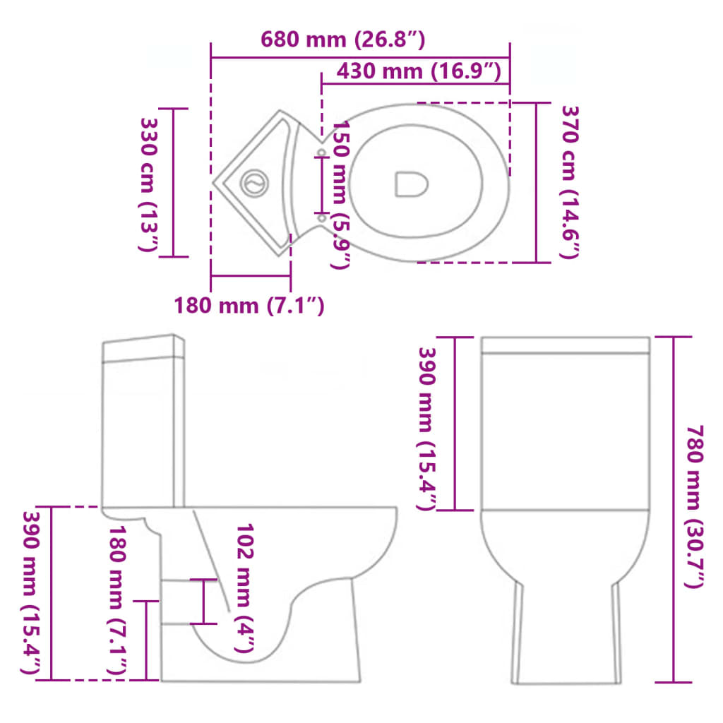 Vaso WC in Ceramica da Bagno ad Angolo Bianco - homemem39