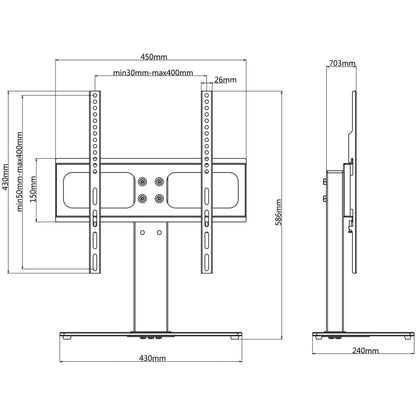 Piedistallo TV per Schermo 26" - 42" Max VESA 400x400 mm 30kg