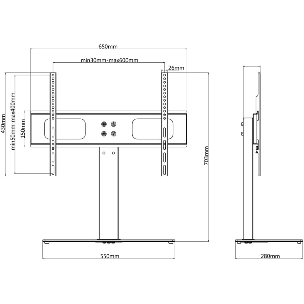 Piedistallo TV per Schermo 37" - 55" Max VESA 600x400 mm 40kg