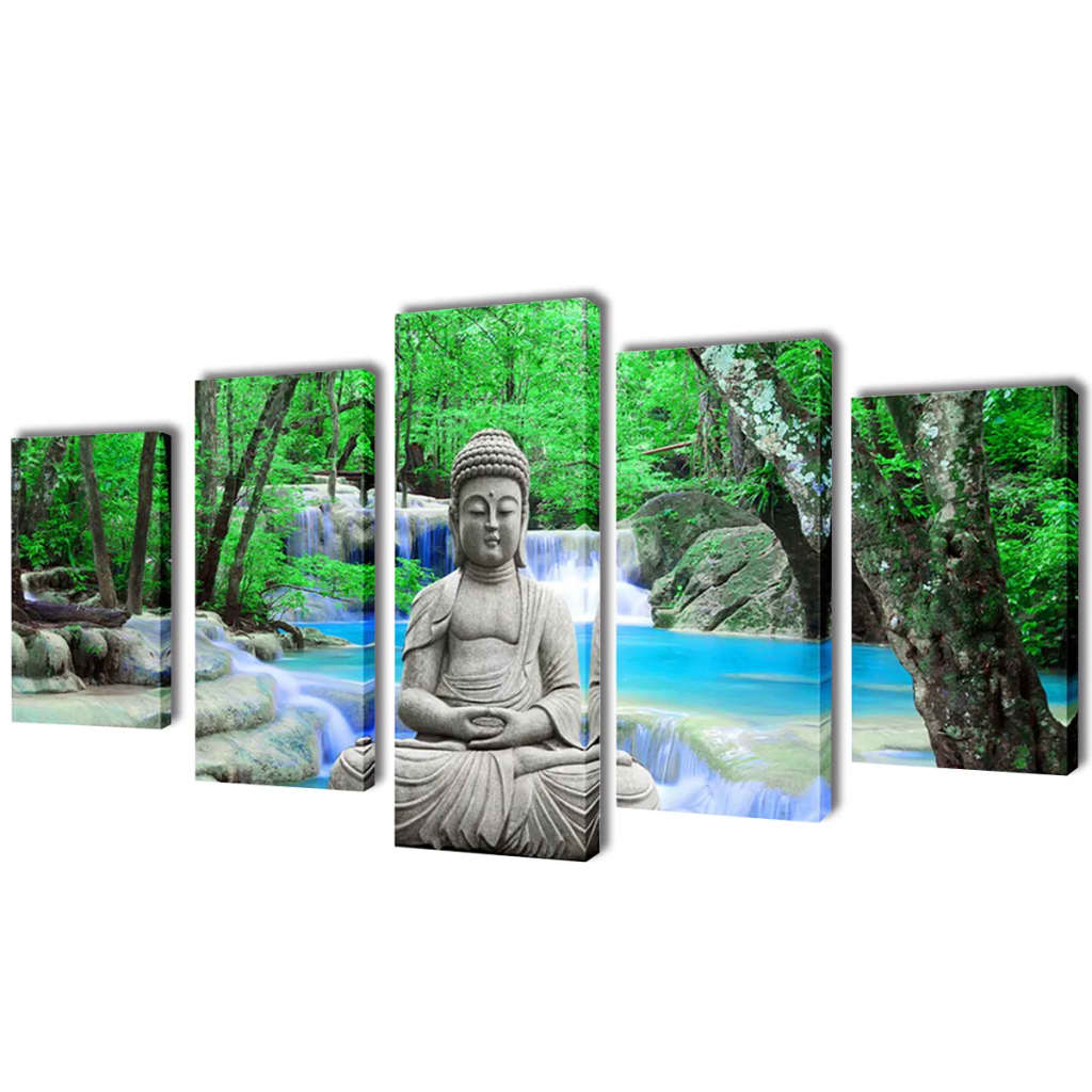 5 pz Set Stampa su Tela da Muro Buddha 200 x 100 cm - homemem39