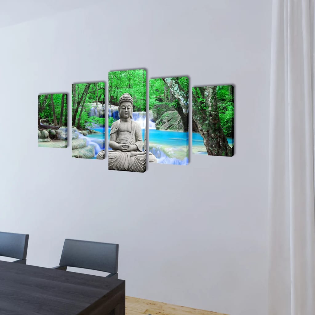 5 pz Set Stampa su Tela da Muro Buddha 200 x 100 cm - homemem39