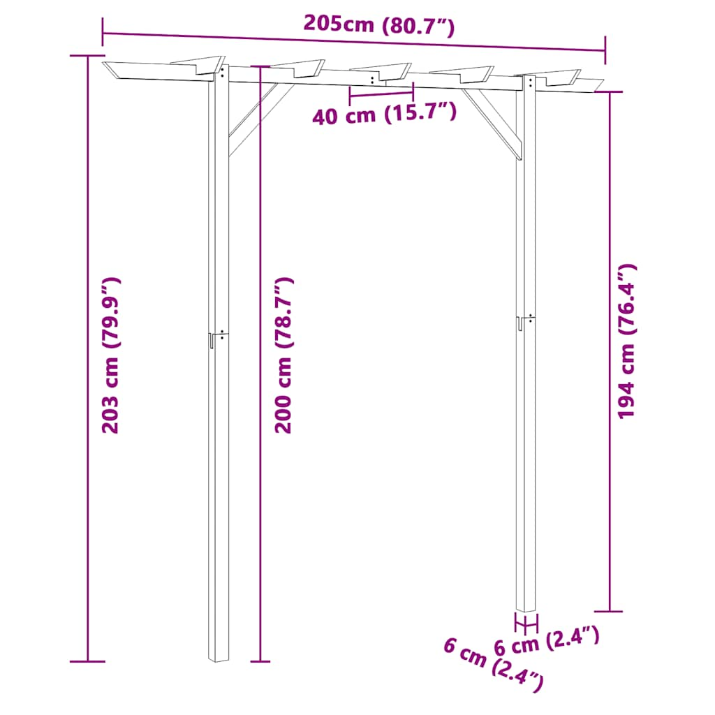 Pergolato da Giardino 205x40x203 cm in Legno - homemem39