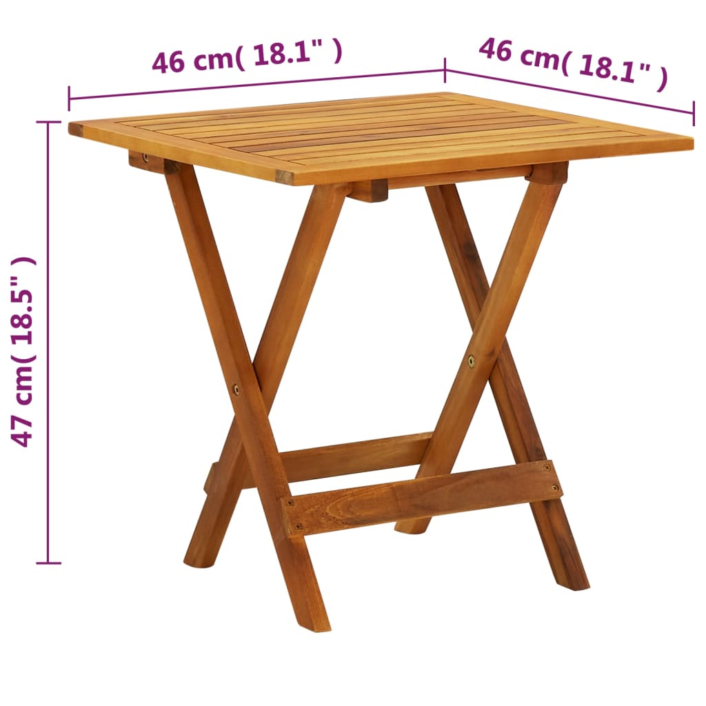 Tavolo da Bistrot 46x46x47 cm in Legno Massello di Acacia - homemem39