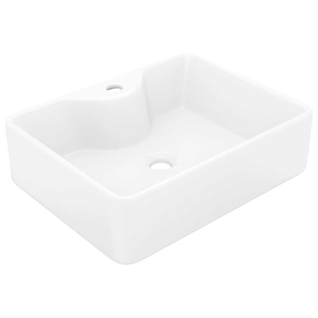 Lavandino Bagno in Ceramica Bianca Quadrato con Foro per Rubinetto - homemem39