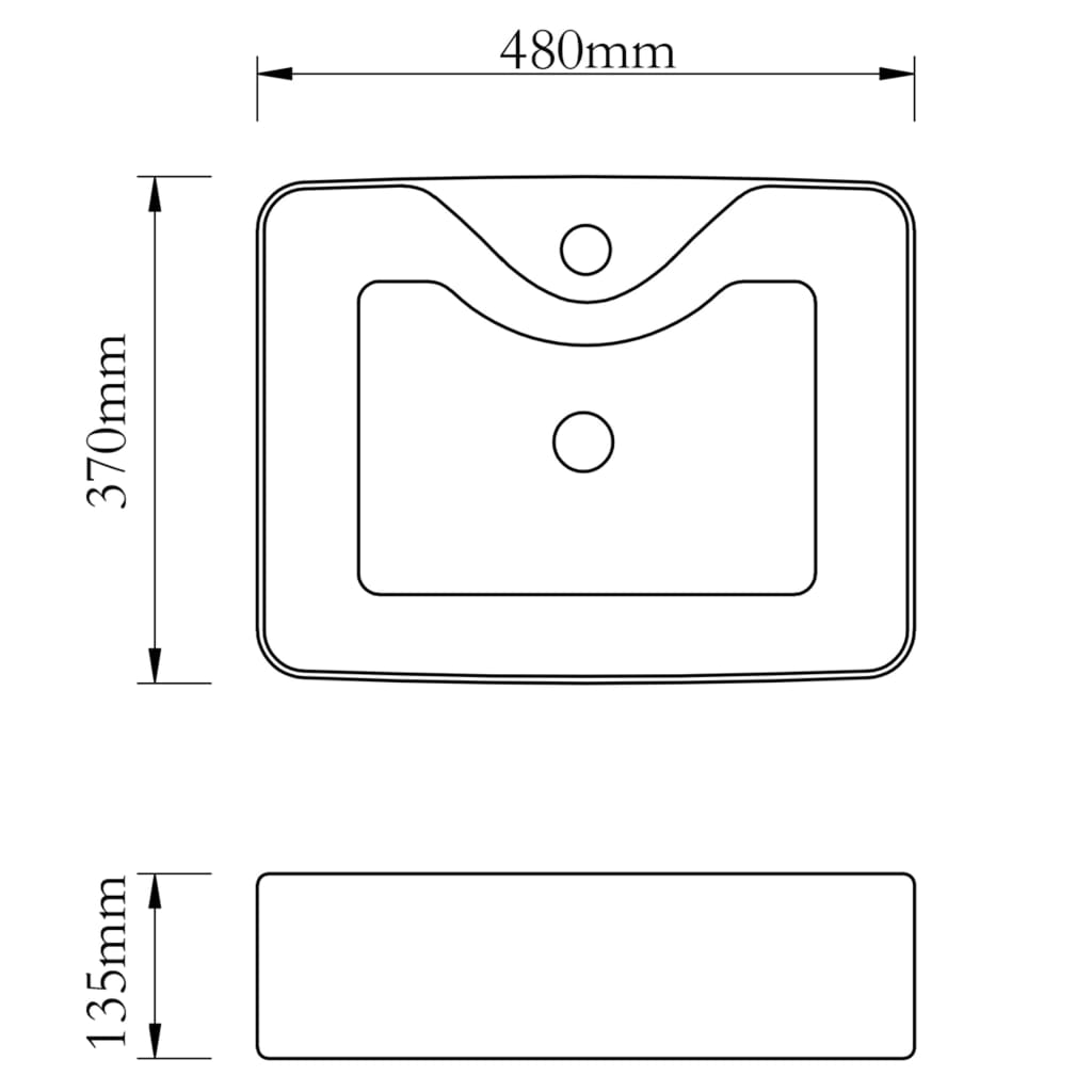 Lavandino Bagno in Ceramica Bianca Quadrato con Foro per Rubinetto - homemem39