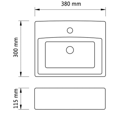 Lavandino Bagno in Ceramica Nera Quadrato con Foro per Rubinetto