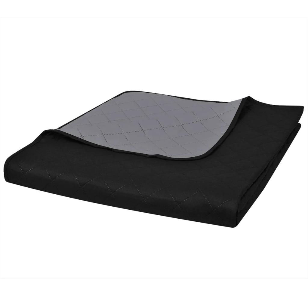 Copriletto Trapuntato a Doppia Faccia Nero/Grigio 230 x 260 cm - homemem39