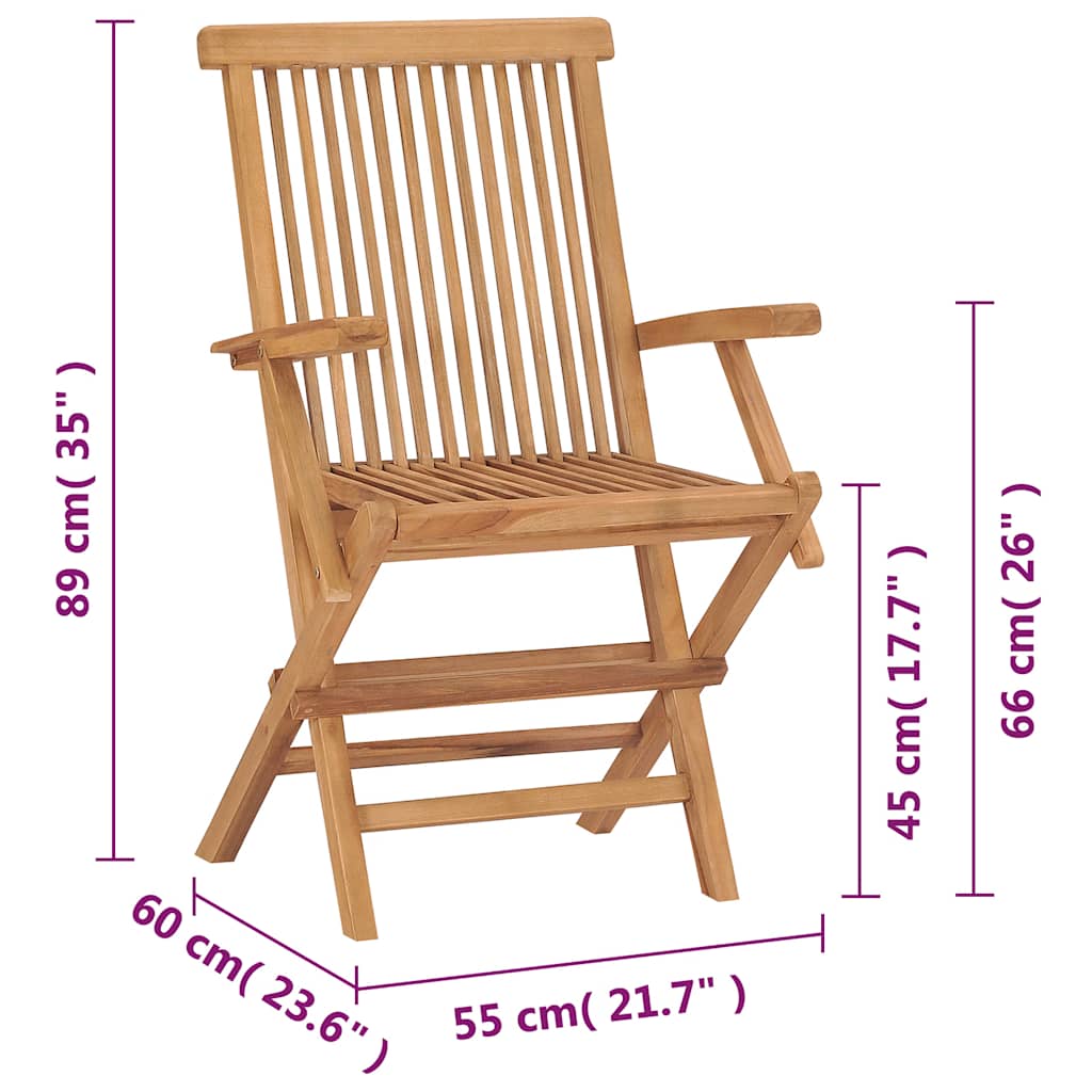 Sedie da Giardino Pieghevoli 2 pz in Legno Massello di Teak - homemem39