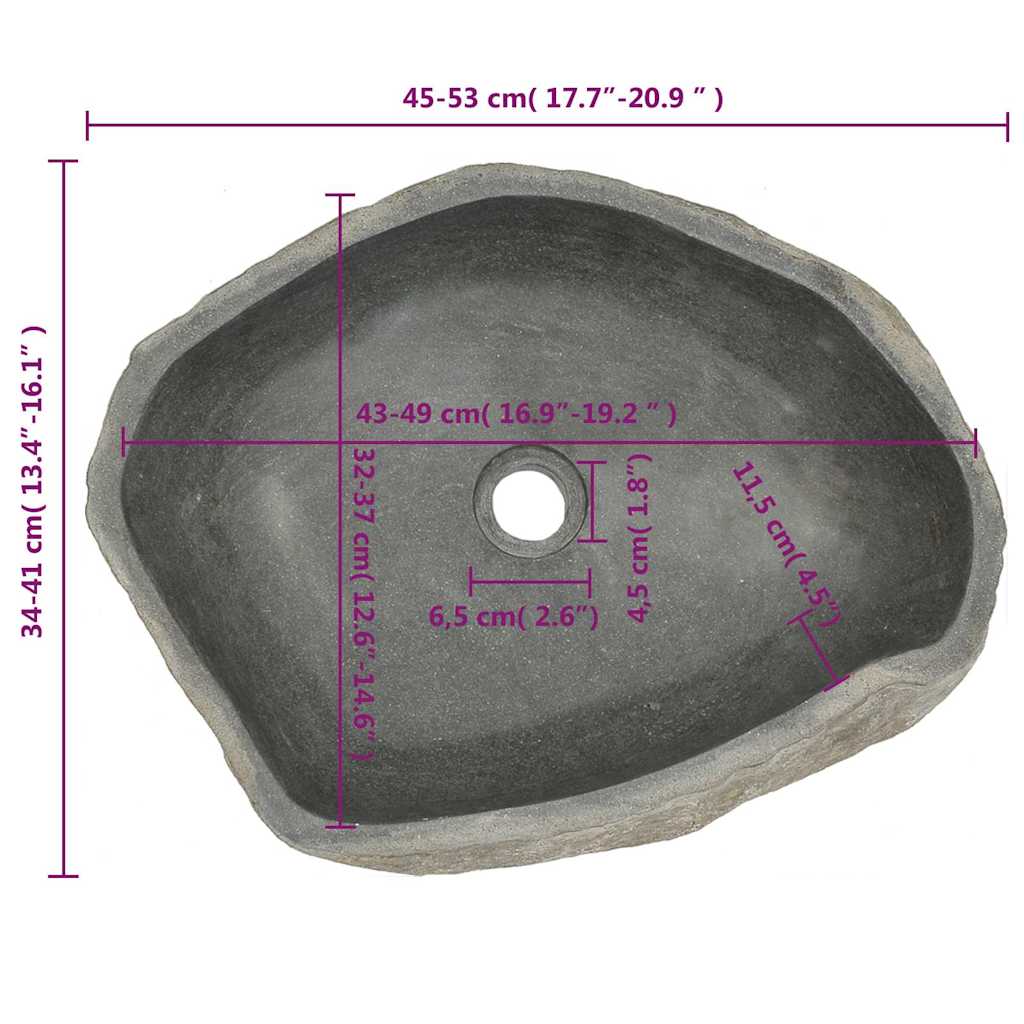 Lavandino in Pietra di Fiume Ovale (45-53)x(34-41) cm - homemem39