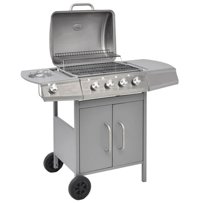 Griglia Barbecue a Gas 4+1 Fornelli Argento - homemem39