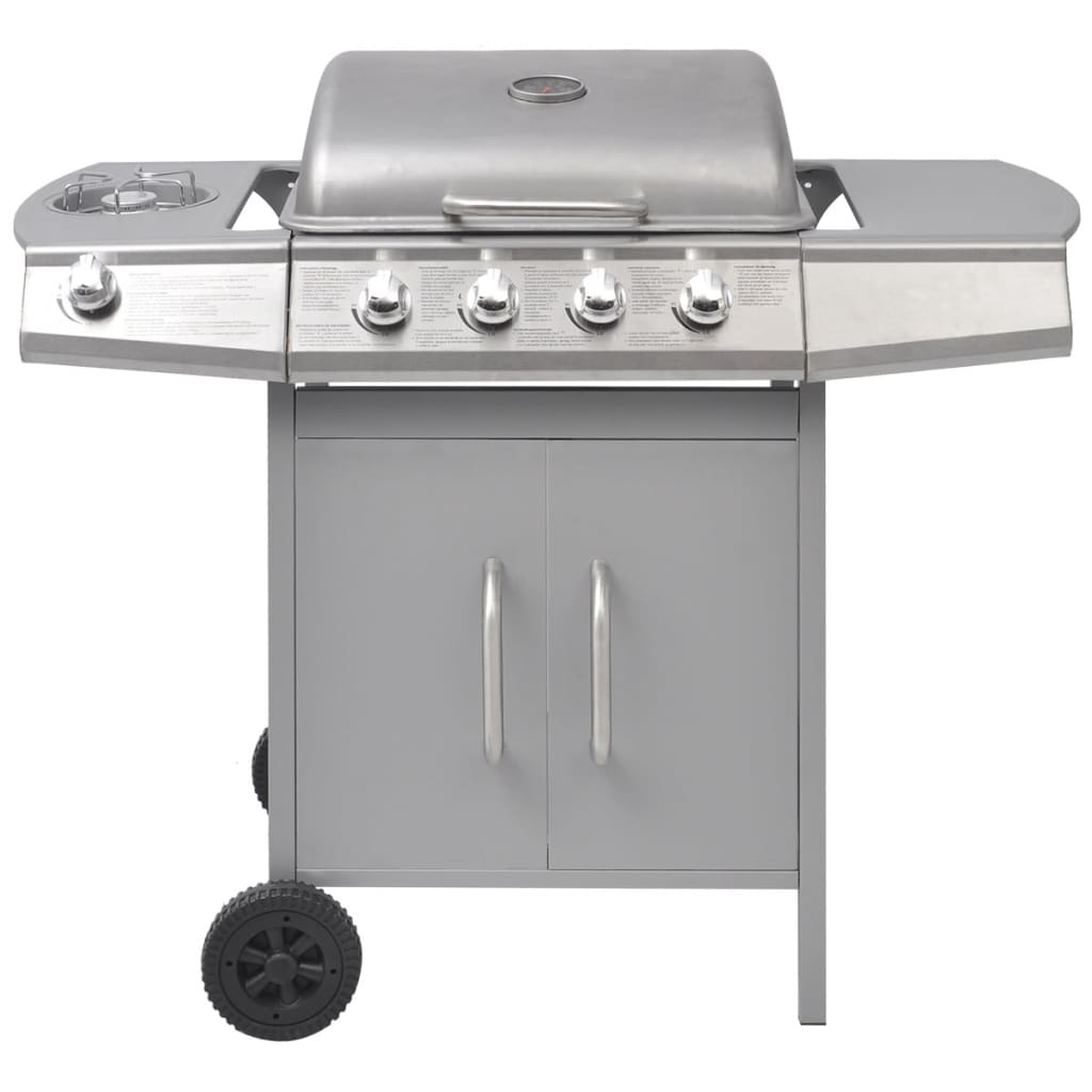 Griglia Barbecue a Gas 4+1 Fornelli Argento - homemem39