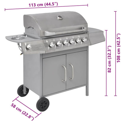 Griglia Barbecue a Gas 6+1 Fornelli Argento - homemem39