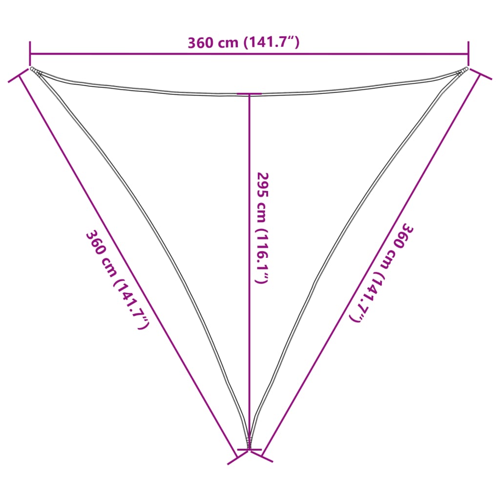 Parasole a Vela HDPE Triangolare 3,6x3,6x3,6 m Antracite - homemem39