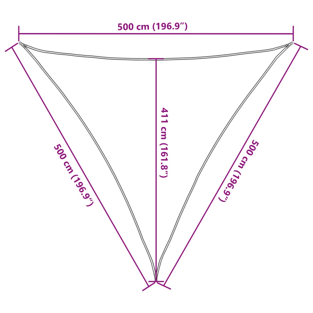 Parasole a Vela HDPE Triangolare 5x5x5 m Crema - homemem39