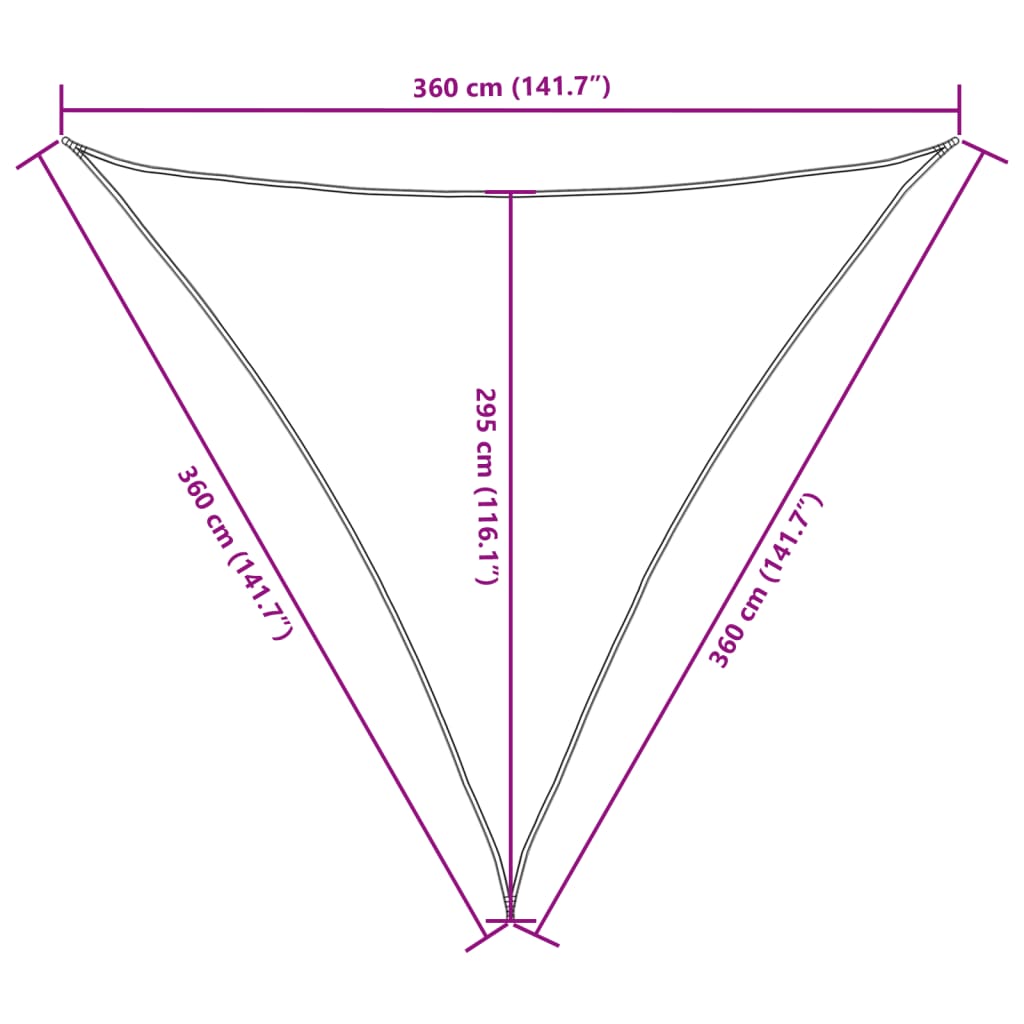 Parasole a Vela Oxford Triangolare 3,6x3,6x3,6 m Crema - homemem39