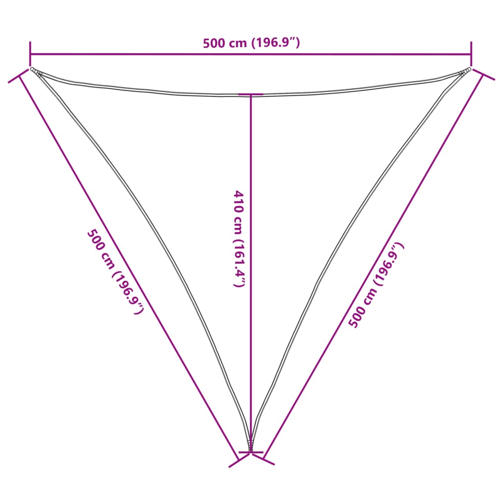 Parasole a Vela Oxford Triangolare 5x5x5 m Crema - homemem39