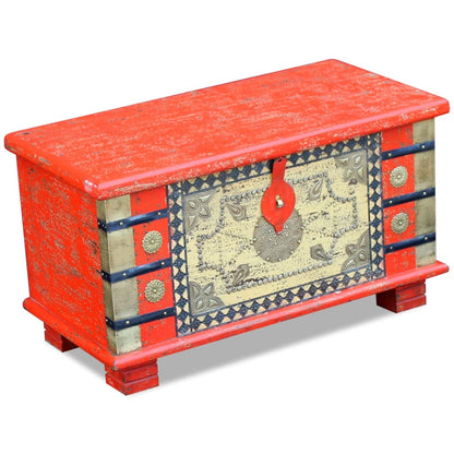 Baule Rosso in Legno di Mango 80x40x45 cm - homemem39