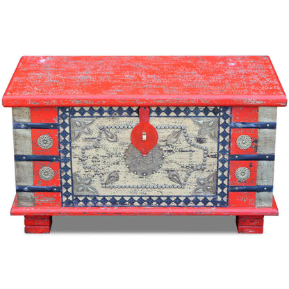 Baule Rosso in Legno di Mango 80x40x45 cm - homemem39