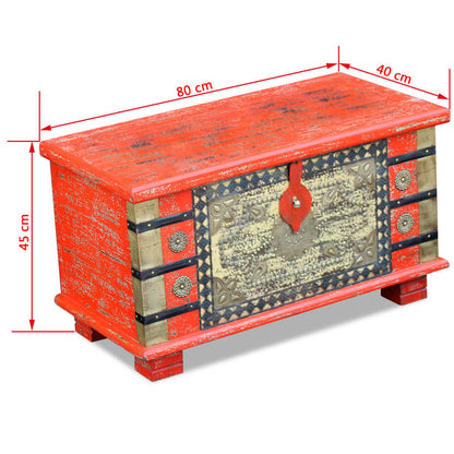 Baule Rosso in Legno di Mango 80x40x45 cm - homemem39