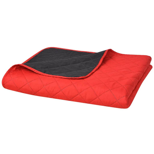 Copriletto Double-Face Trapuntato Rosso e Nero 170x210 cm - homemem39