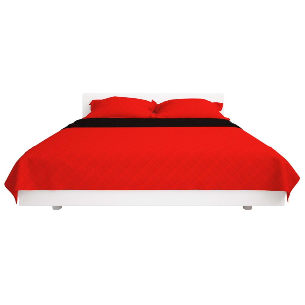 Copriletto Double-Face Trapuntato Rosso e Nero 170x210 cm - homemem39