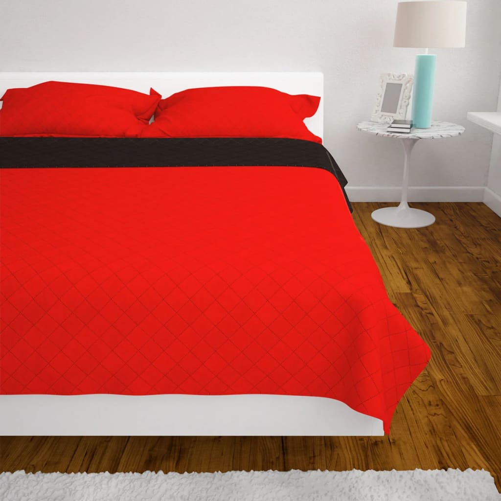 Copriletto Double-Face Trapuntato Rosso e Nero 170x210 cm - homemem39