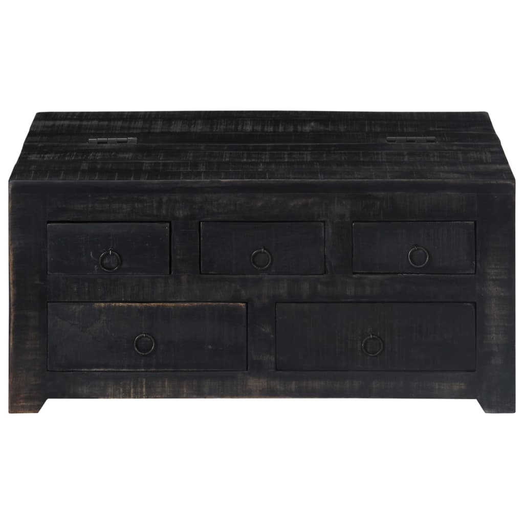 Tavolino da Salotto Nero 65x65x30 cm in Legno Massello di Mango - homemem39