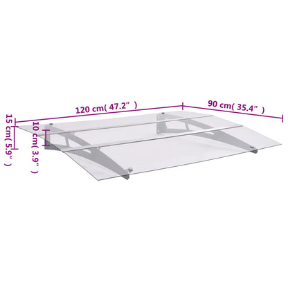 Tettoia per Porta Argento e Trasparente 120x90 cm Policarbonato - homemem39