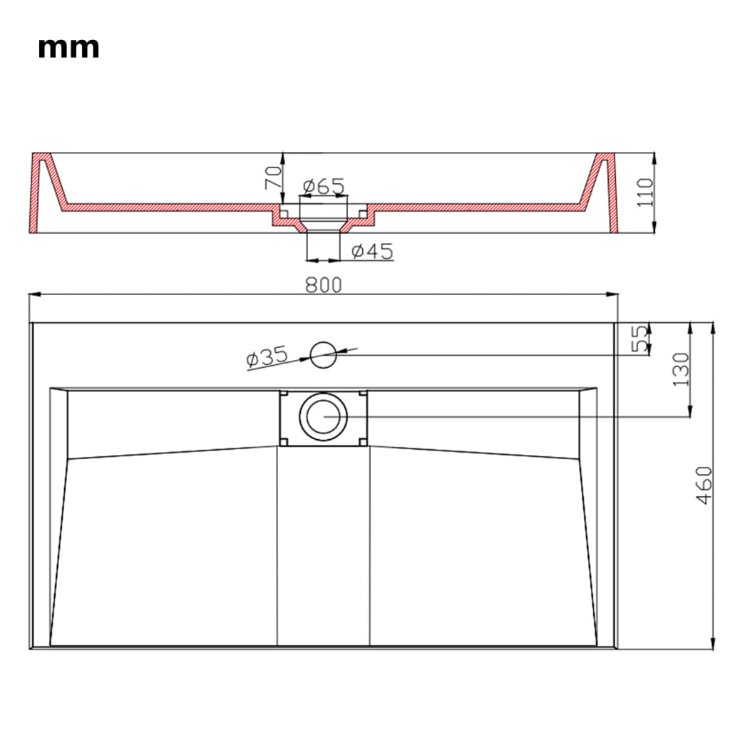 Lavandino 80x46x11 cm Blocco in Marmo/Minerale Bianco - homemem39