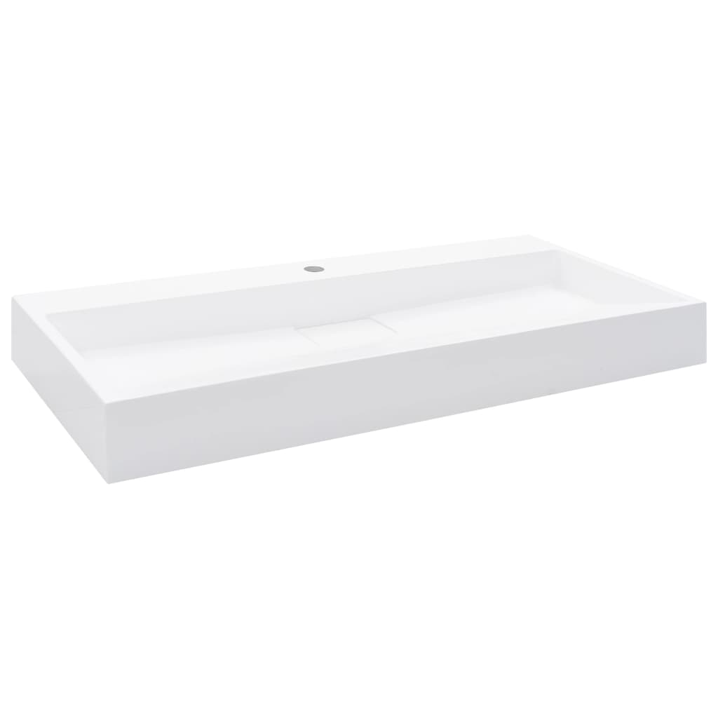 Lavandino 100x46x11 cm Blocco in Marmo/Minerale Bianco - homemem39