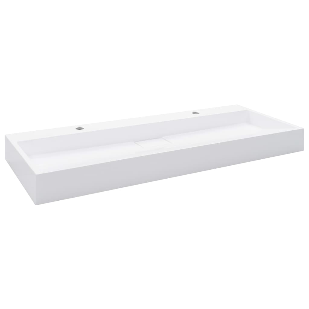 Lavandino 120x46x11 cm Blocco in Marmo/Minerale Bianco - homemem39