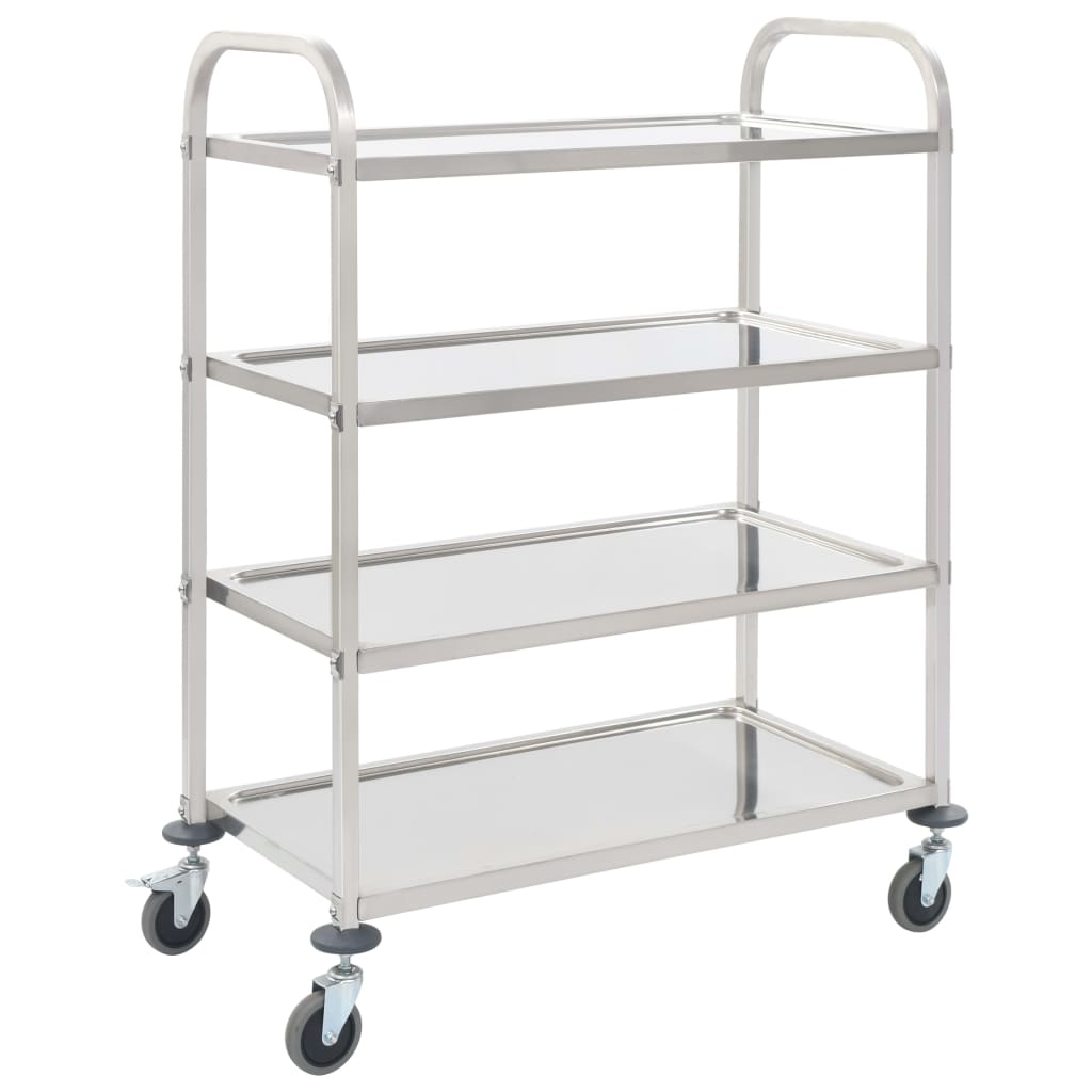 Carrello da Cucina a 4 Livelli 107x55x125 cm in Acciaio Inox - homemem39