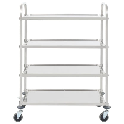 Carrello da Cucina a 4 Livelli 107x55x125 cm in Acciaio Inox - homemem39