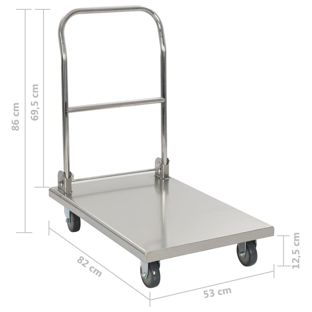 Carrello di Trasporto Argento 82x53x86 cm Acciaio Inossidabile - homemem39