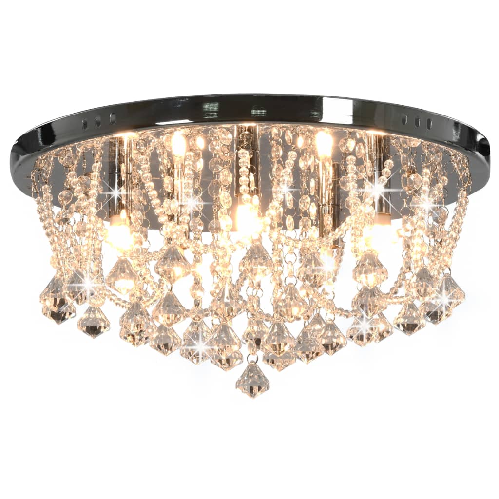 Lampadario Perle di Cristallo Argento Rotondo 4  Lampadine G9 - homemem39