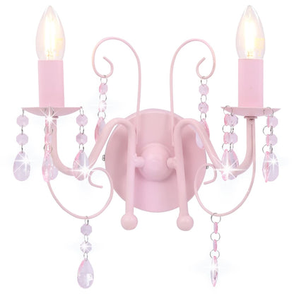 Lampada da Muro con Perle Rosa 2 Lampadine E14 - homemem39