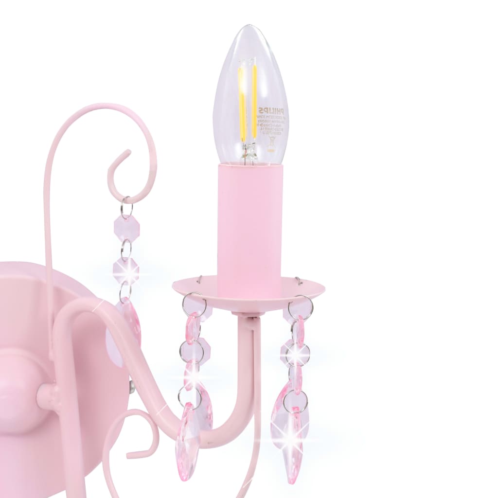 Lampada da Muro con Perle Rosa 2 Lampadine E14 - homemem39