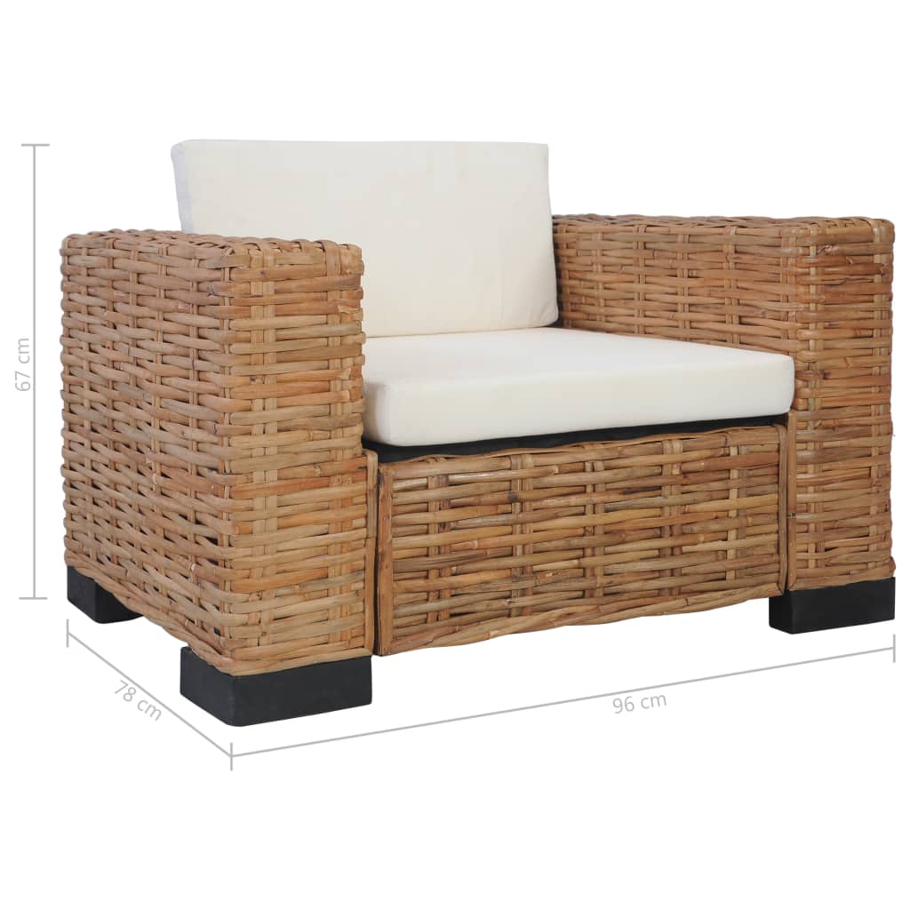 Poltrona con Cuscini in Rattan Naturale - homemem39