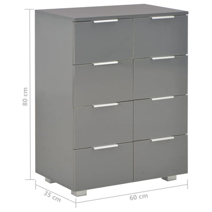 Credenza Grigio Lucido 60x35x80 cm in Legno Multistrato - homemem39