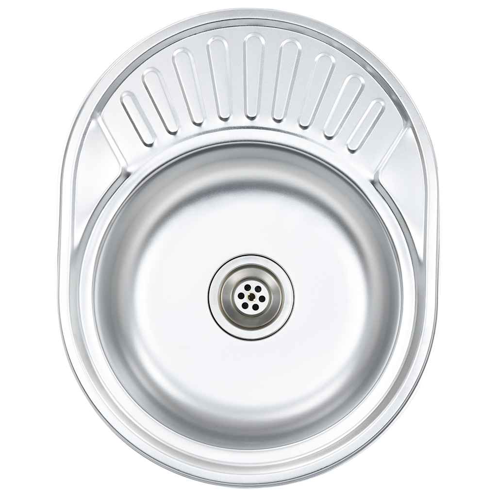 Lavello da Cucina con Filtro e Sifone Ovale in Acciaio Inox - homemem39