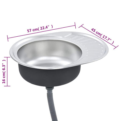 Lavello da Cucina con Filtro e Sifone Ovale in Acciaio Inox - homemem39